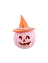 Calabaza de resina rosa pastel con sombrero naranja 17 cm