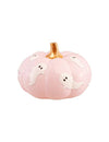Calabaza de resina rosa pastel con fantasmas 15,5 cm