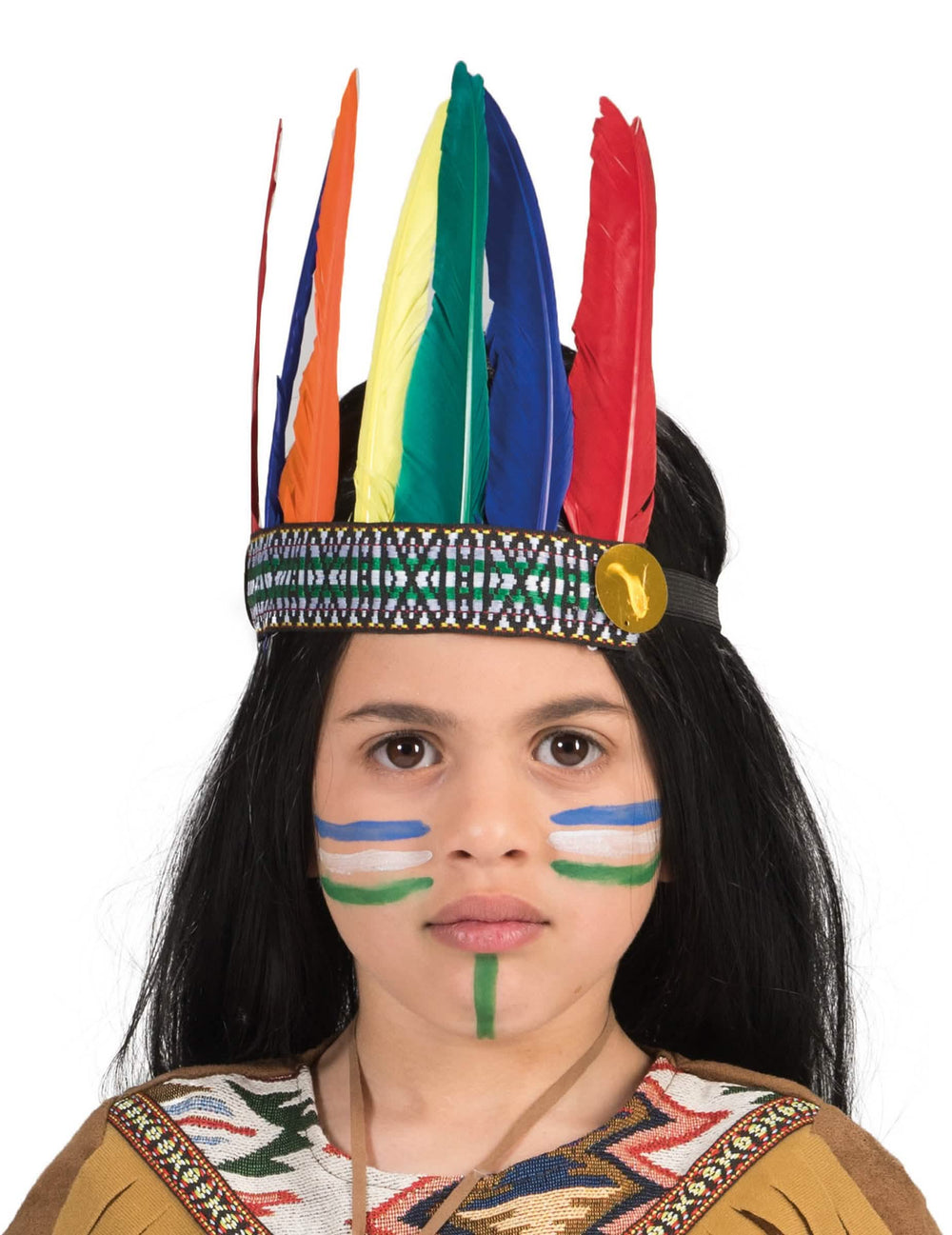 Tocado indio para niño colorido con plumas multicolores
