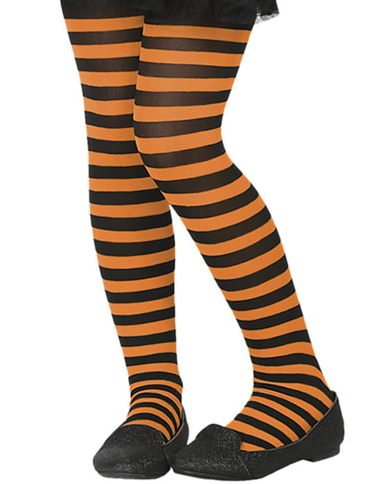 Collant rayé pour enfant orange et noir