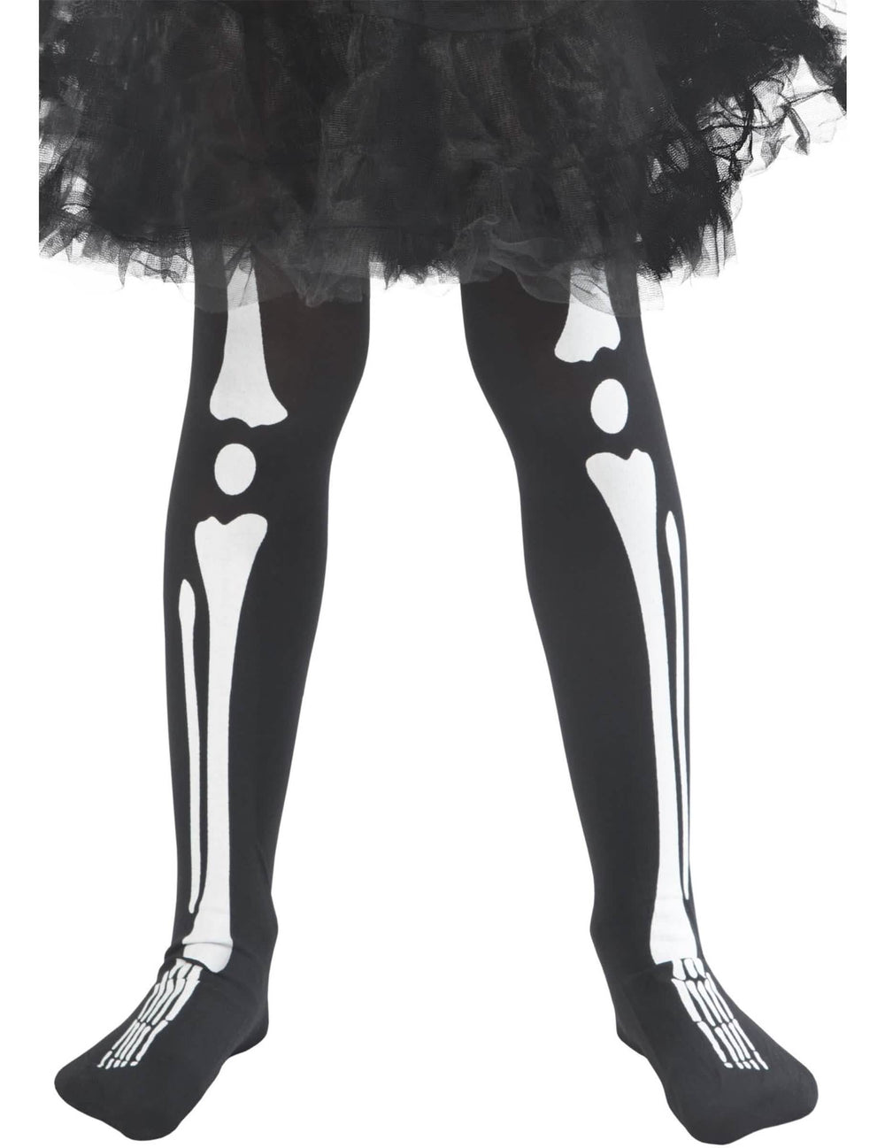 Primer plano del estampado de huesos de las piernas de las medias esqueleto halloween