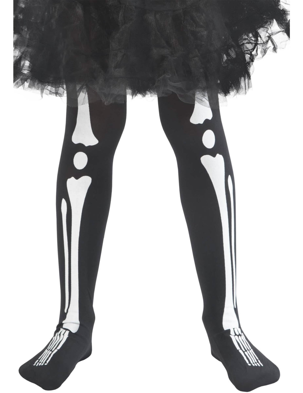 Primer plano del estampado de huesos de las piernas de las medias esqueleto halloween
