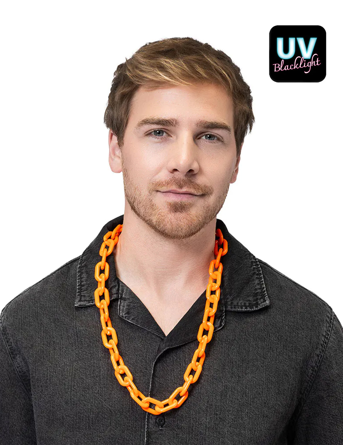 Collar de cadena ancha naranja flúor