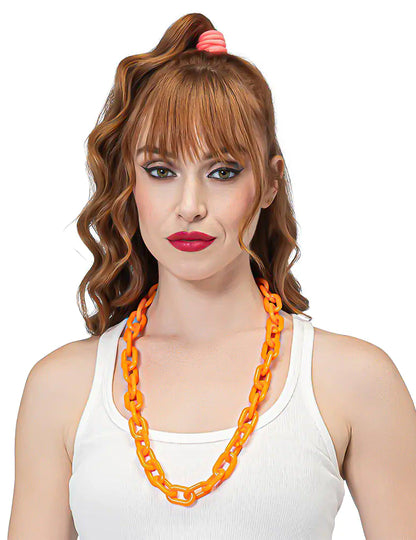 Collar de cadena ancha naranja flúor