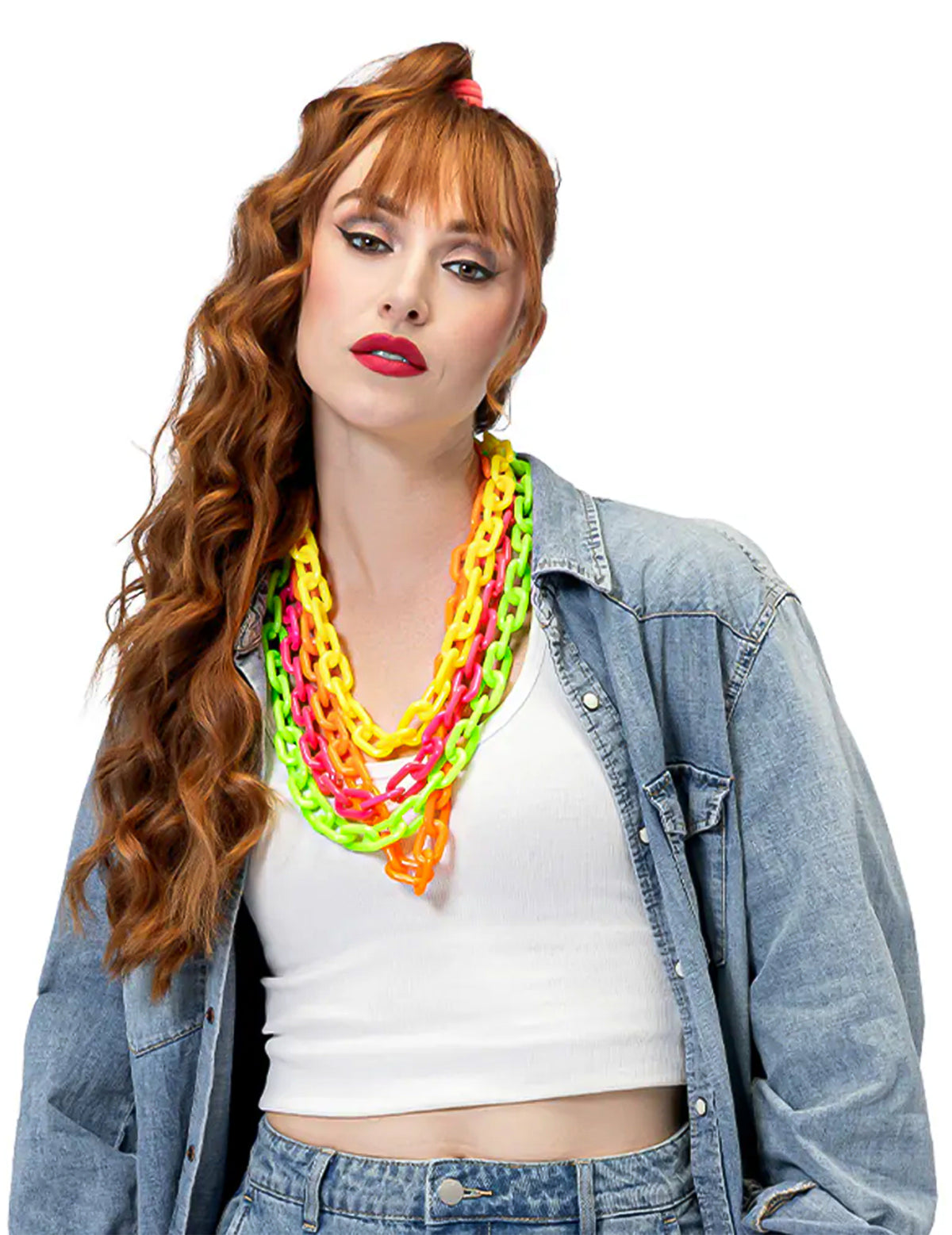Collar de cadena ancha naranja flúor