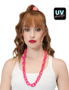 Collar de cadena ancha rosa neón