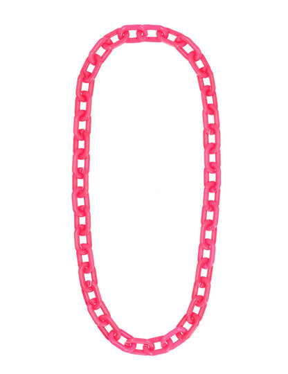 Collar de cadena ancha rosa neón