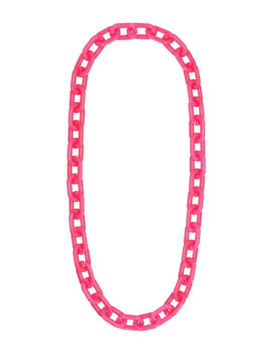 Collar de cadena ancha rosa neón