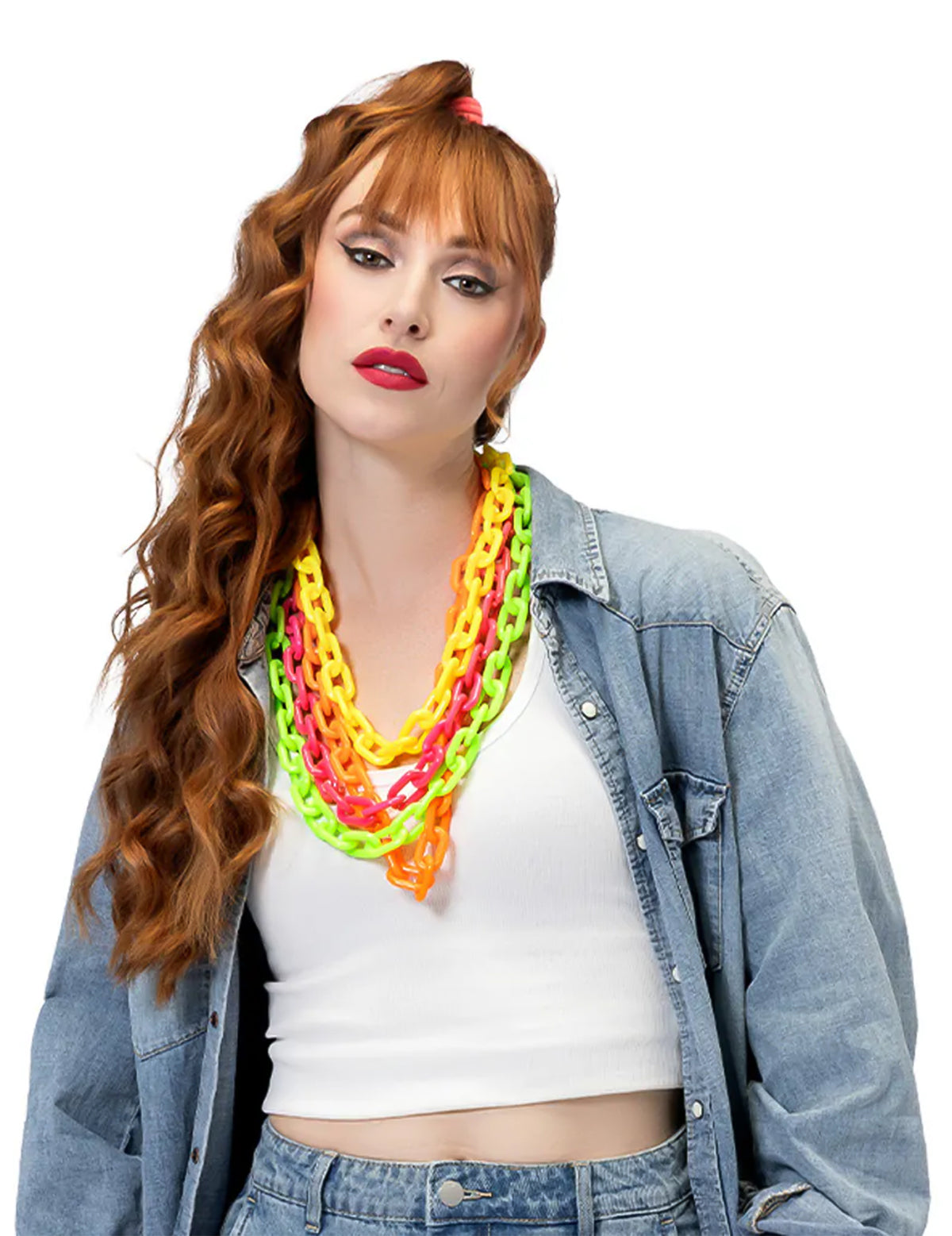 Collar de cadena ancha verde flúor