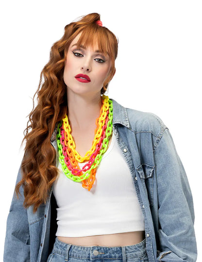 Collar de cadena ancha verde flúor