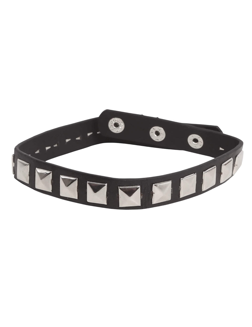 Collier de motard pour adulte noir à clous carrés argentés