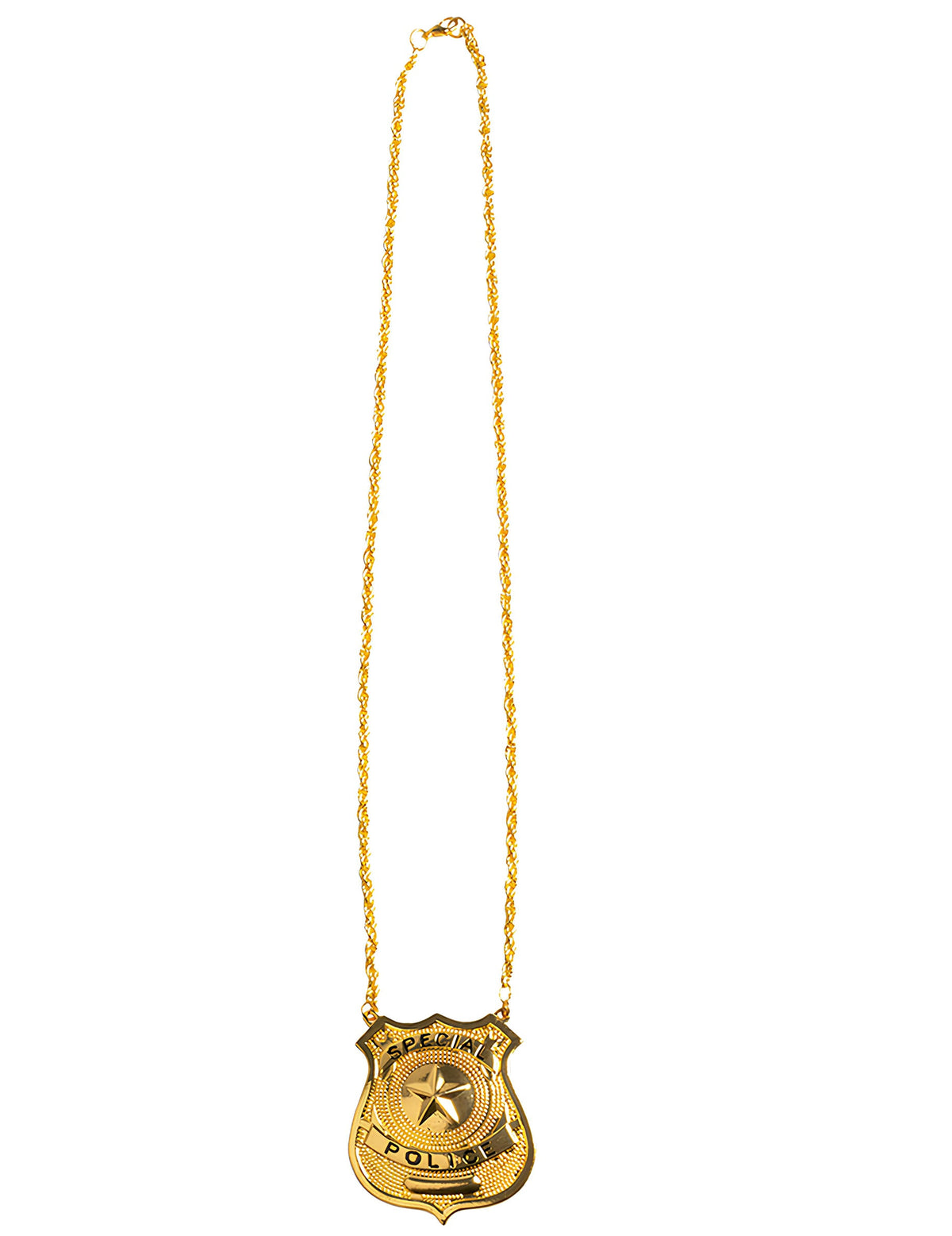 Collier en métal insigne police pour adulte doré