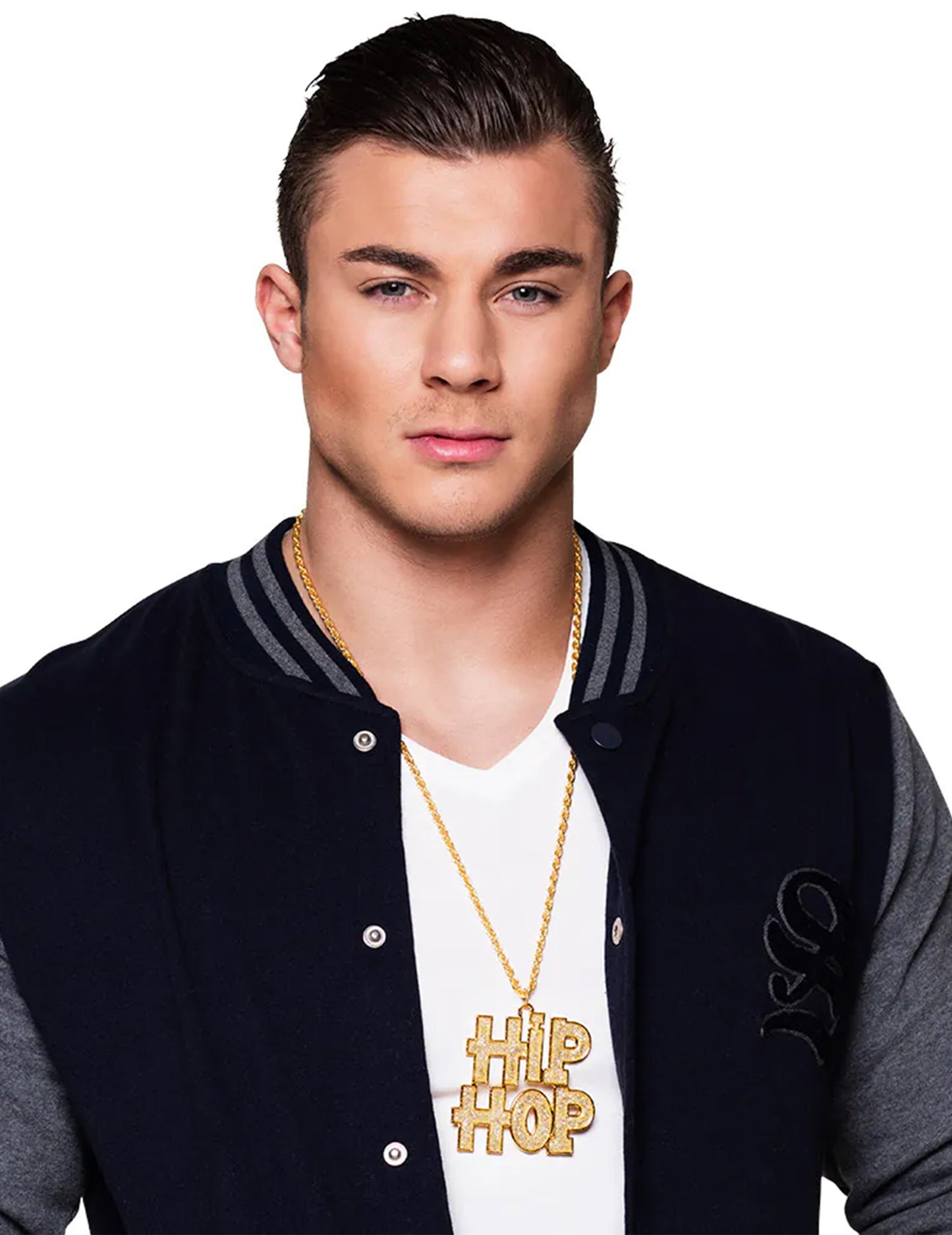 Collier Hip Hop pour adulte doré avec pendentif lettrage