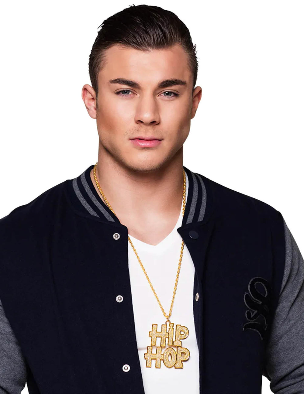 Collar Hip Hop para adulto dorado con colgante de letras