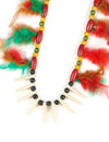 Collier indien à plumes pour adulte multicolore avec perles et pointes blanches