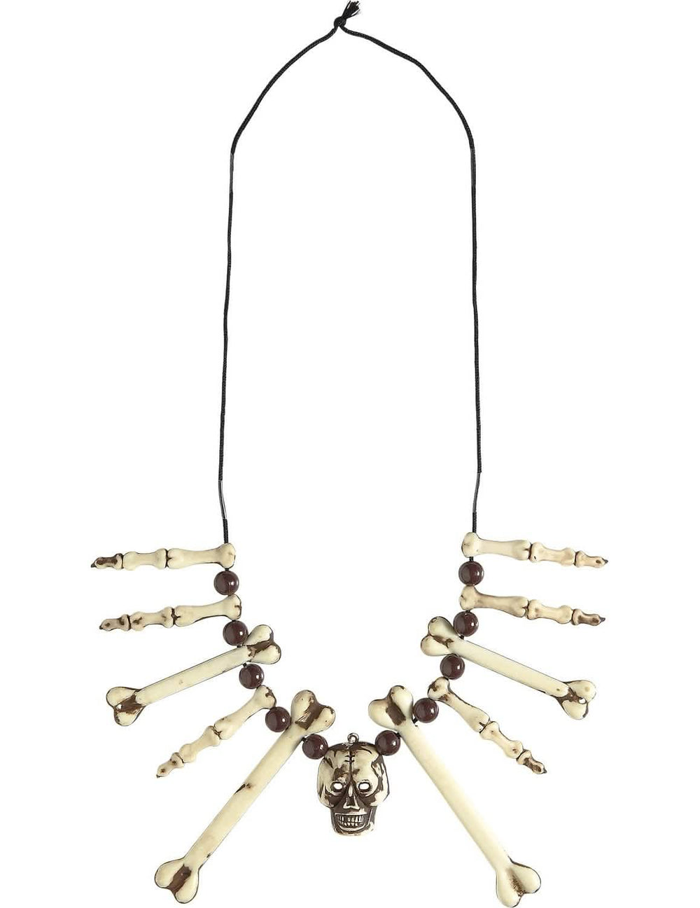 Collar de huesos y calavera para adulto beige y marrón