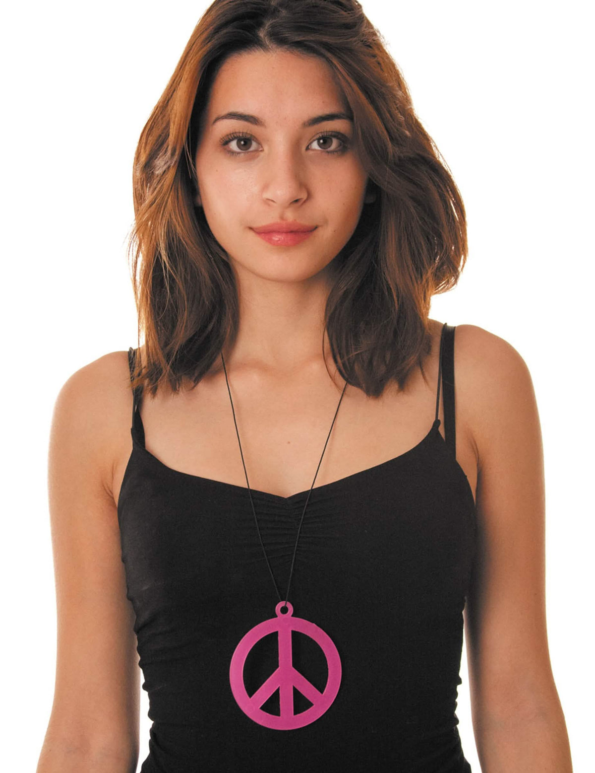 Collar con colgante peace para adulto rosa fosforito