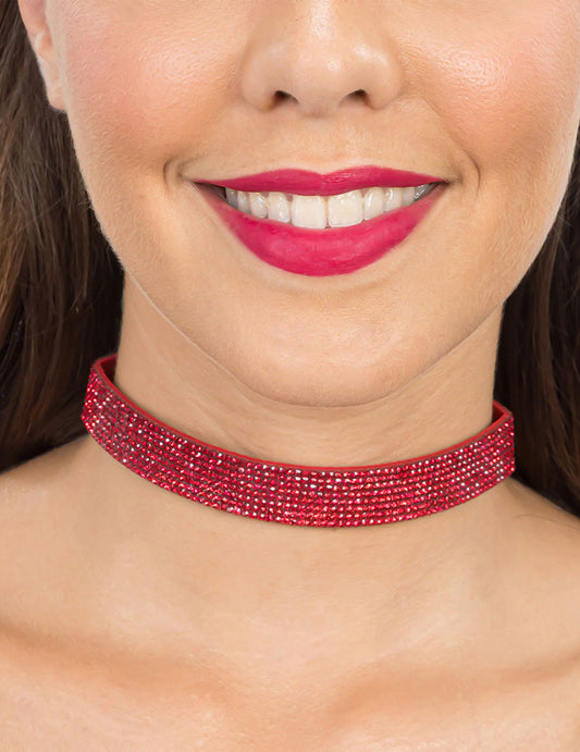 Gargantilla con strass rojos adulto