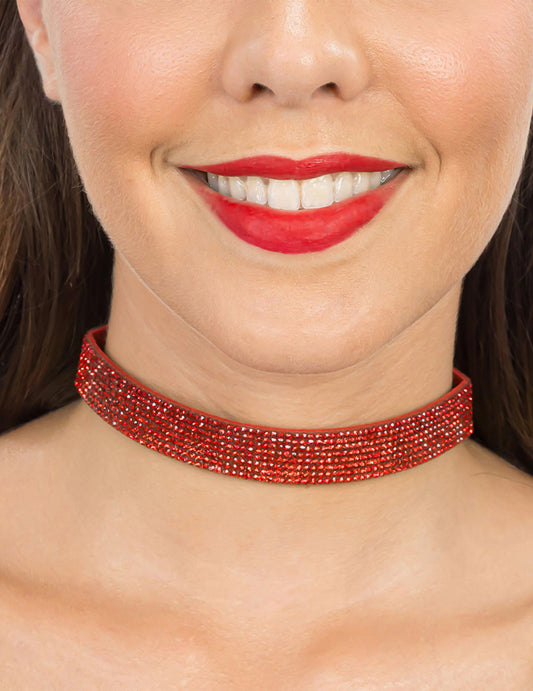Gargantilla con strass rojos adulto