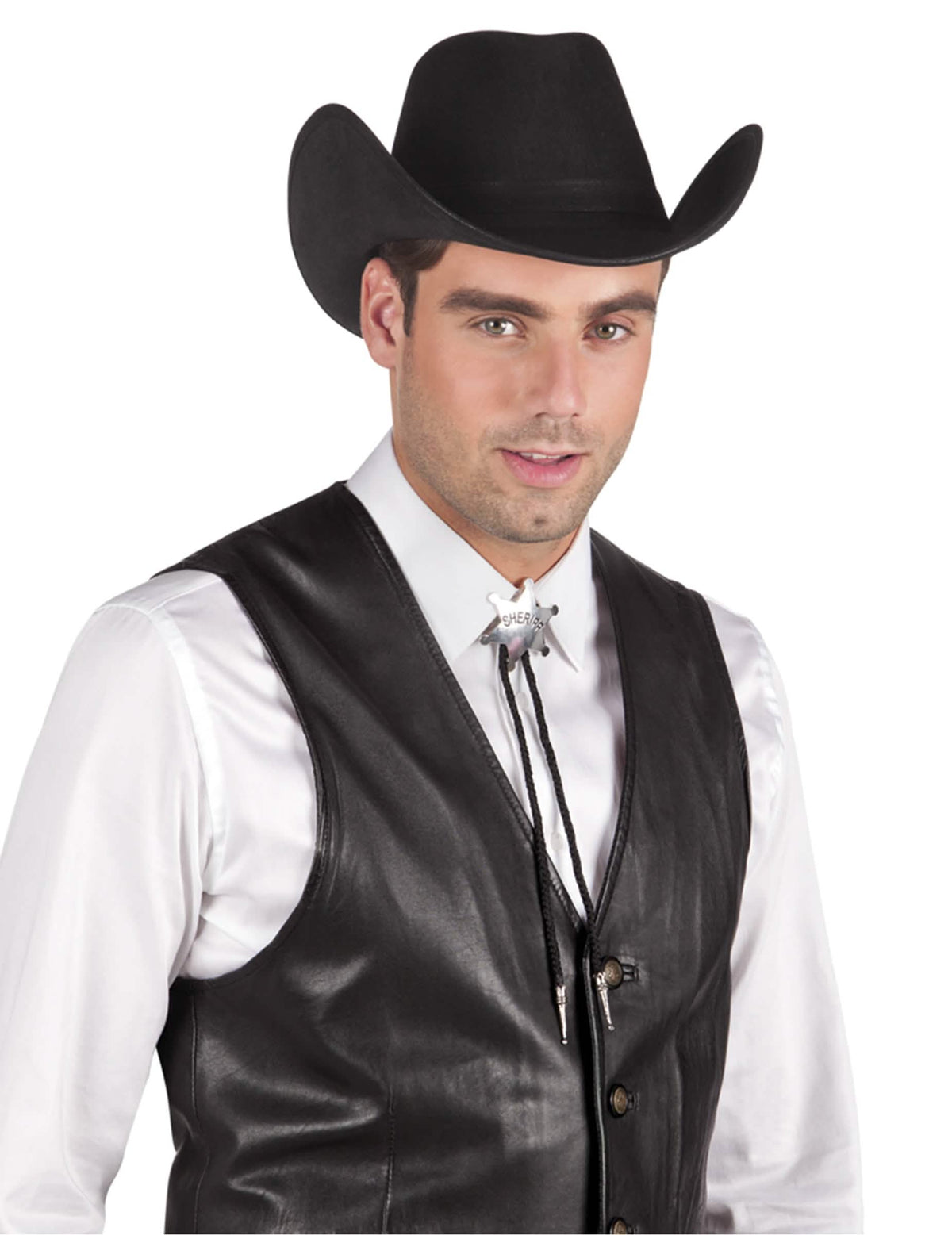 Collar de sheriff plateado para adulto