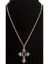 Collier vampire gothique pour adulte argenté avec pierre rouge