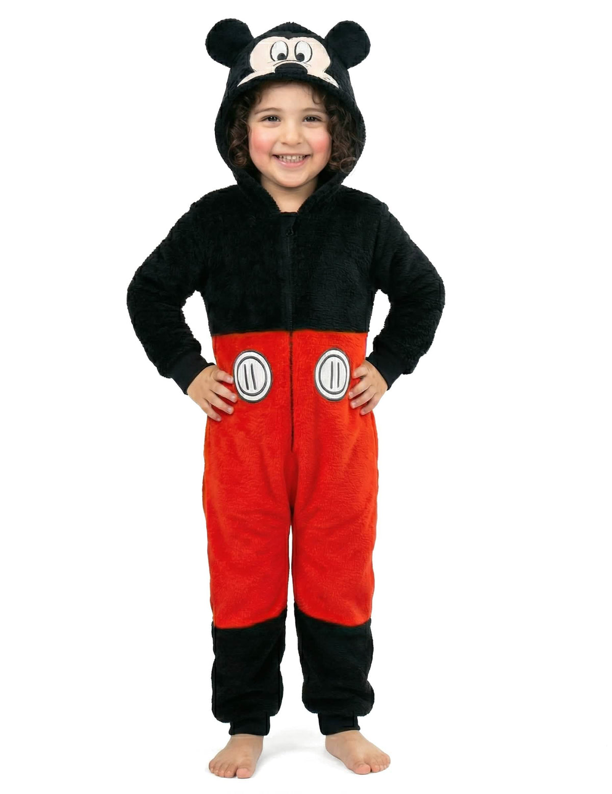 Mono de Mickey para niño negro y rojo con capucha de orejas