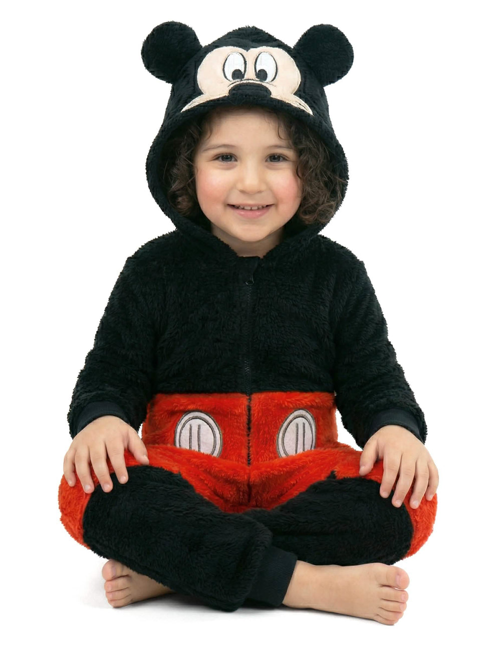 Monos Mickey™ para niño rojo y negro con capucha y orejas