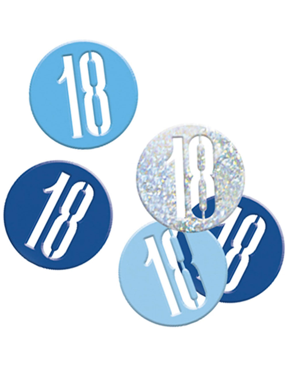 confetis de mesa 18 años para cumpleaños azules y gris plateados