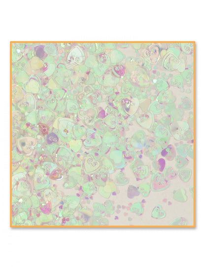 Confettis de table cœurs iridescents