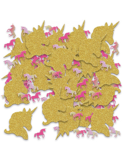 Confettis de table licorne doré pailleté et rose