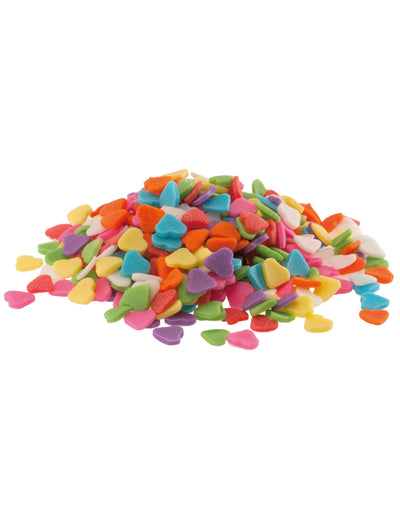 Confeti de azúcar corazones multicolores 100 g, decoraciones comestibles