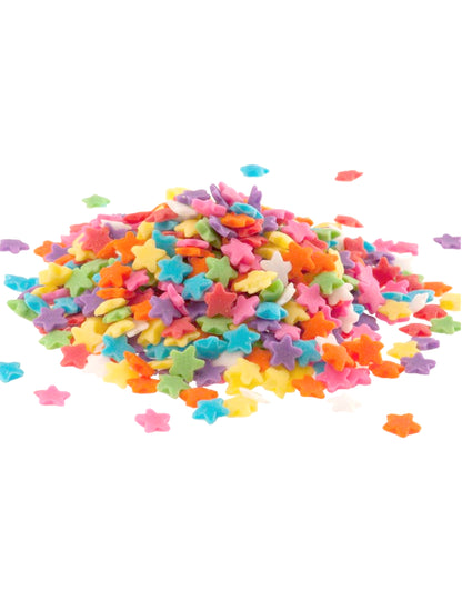 Confettis en sucre étoiles pour gâteau multicolores