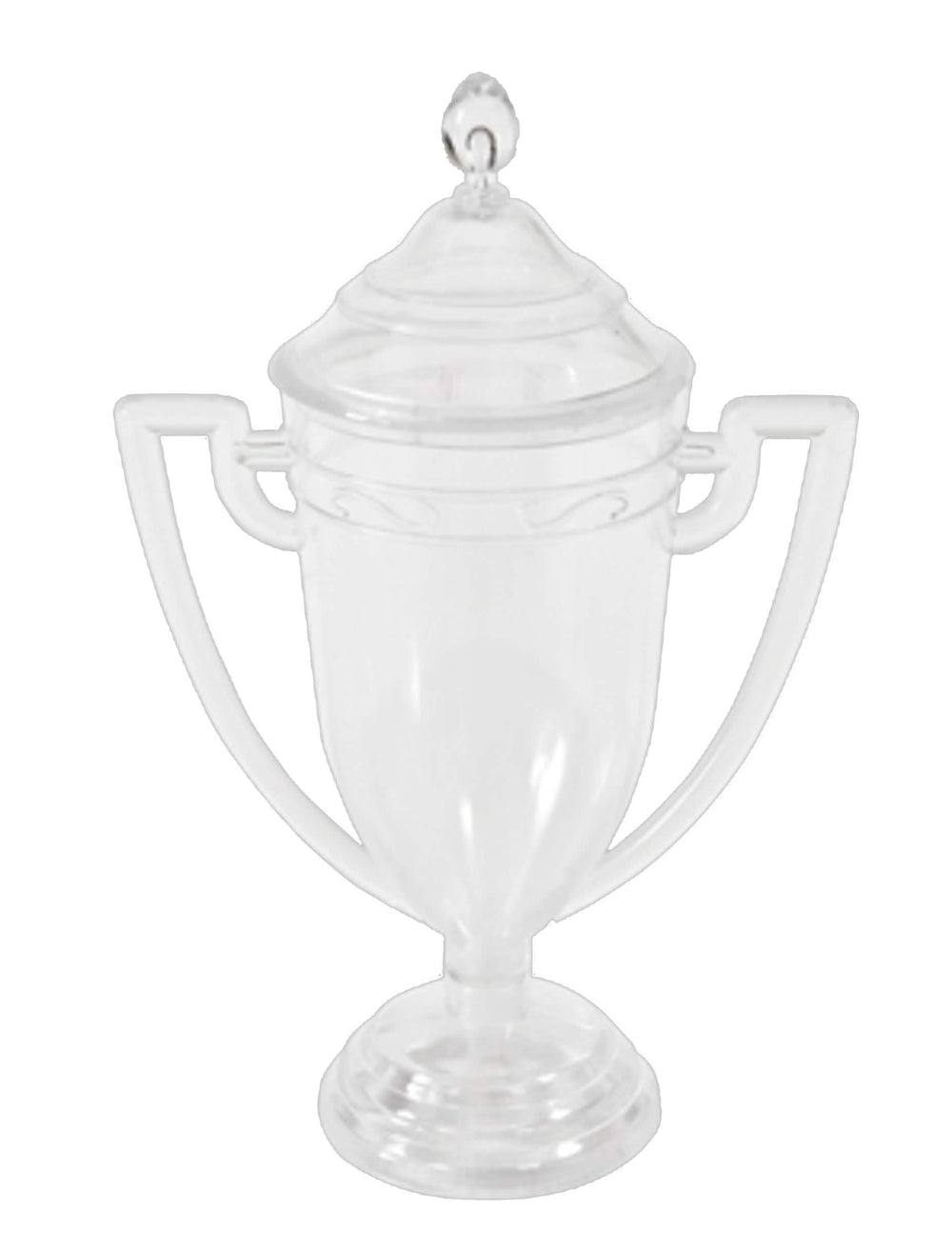 Contenedor con forma de copa de ganador en plástico transparente