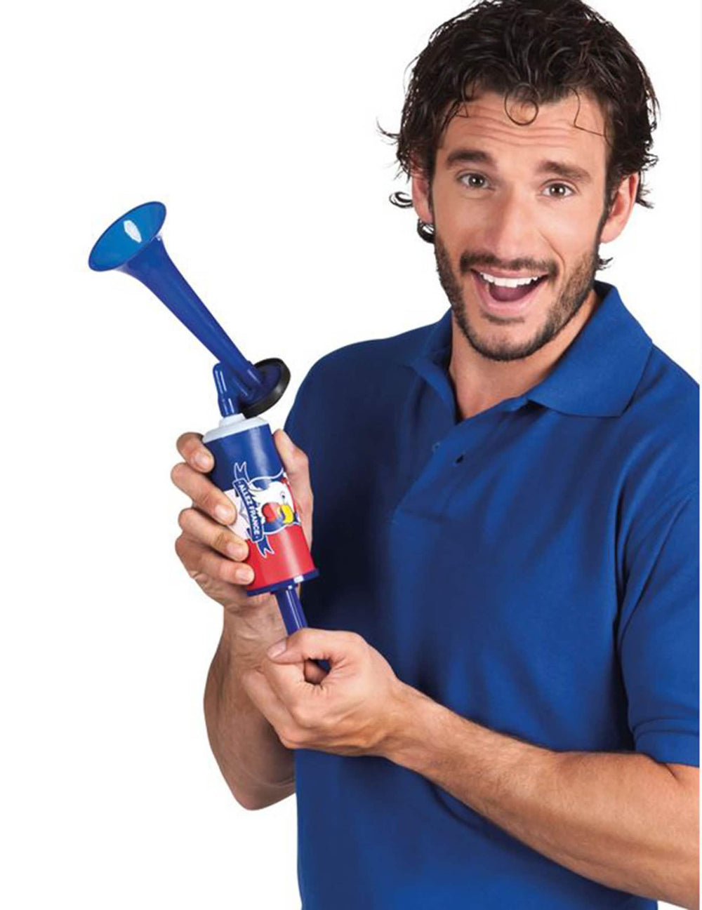 Corne de brume aficionados francia para adulto azul y rojo con motivo de gallo
