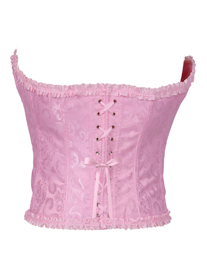 Corsé rosa con cordones barrocos para mujer