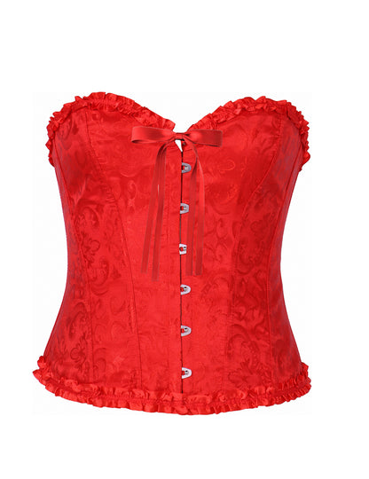 Corsé rojo con encaje para mujer