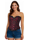 Corset pour femme rouge à dentelle noire