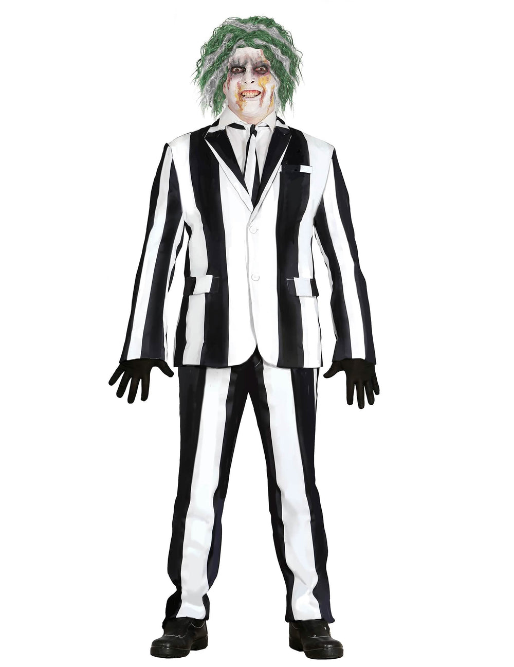 Costume de fantôme à rayures pour homme noir et blanc