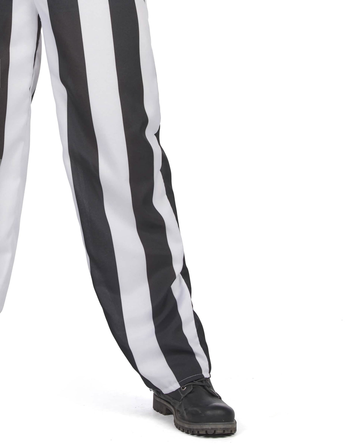 Détail du bas du pantalon du costume de fantôme à rayures pour homme