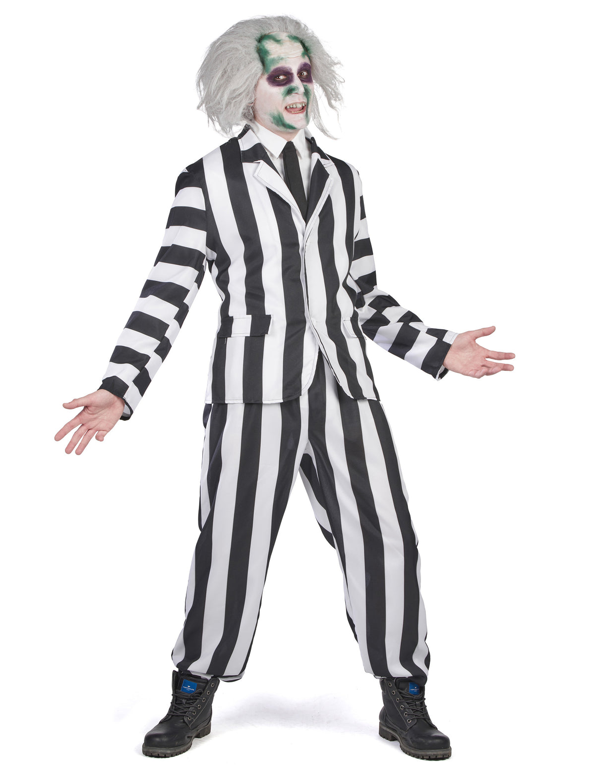 Costume de fantôme rayé pour adulte noir et blanc