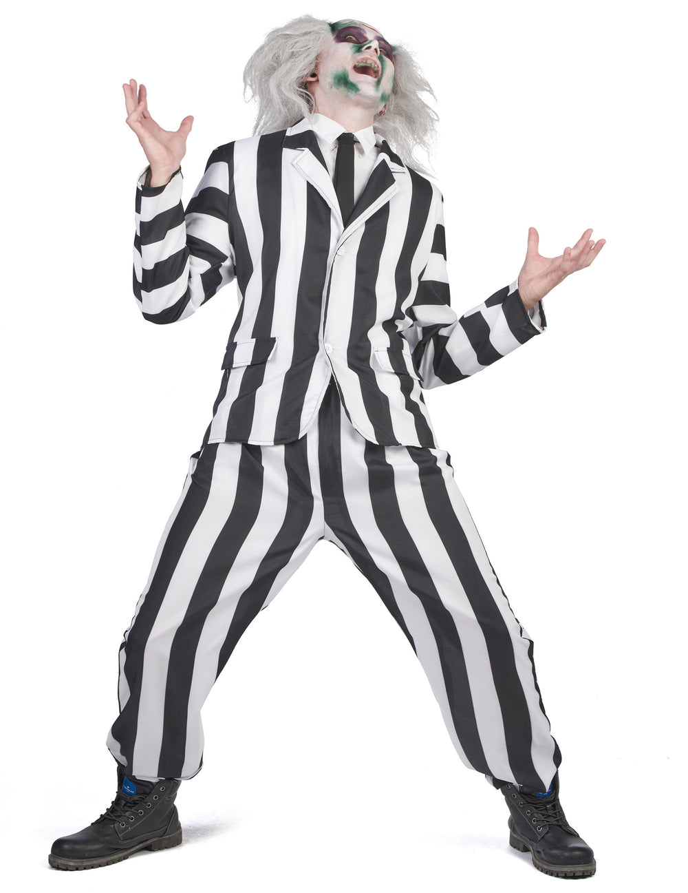 Vue de face du costume de fantôme rayé