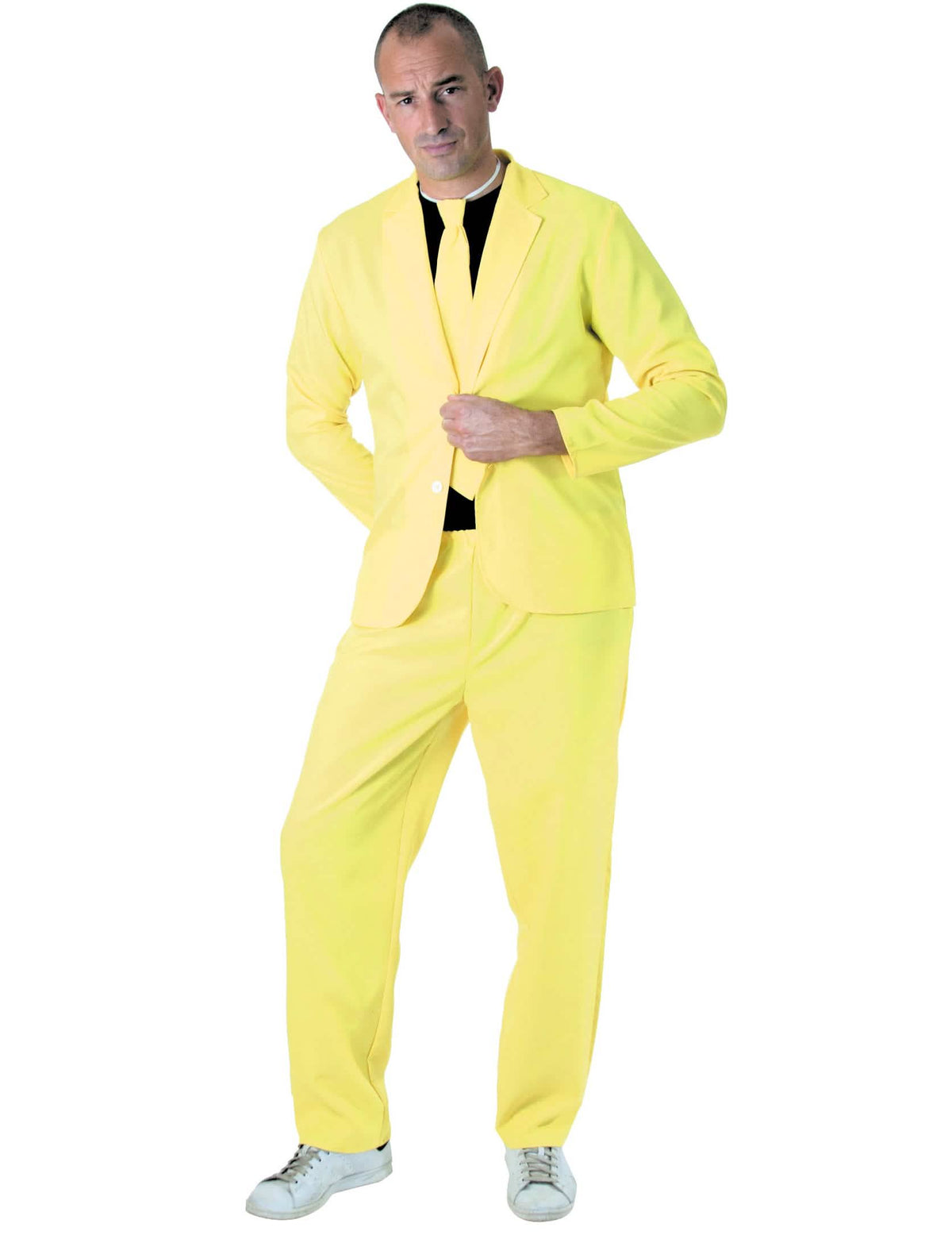 disfraz de moda amarillo fosforito para adulto con corbata
