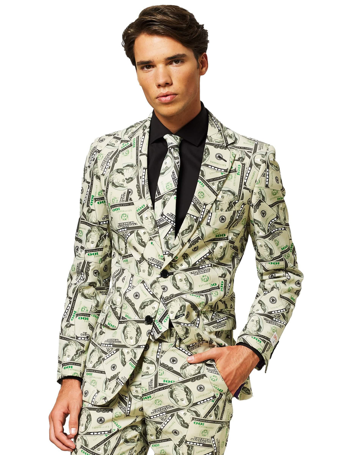 Vista frontal de la chaqueta del disfraz Mr. Cashanova para hombre