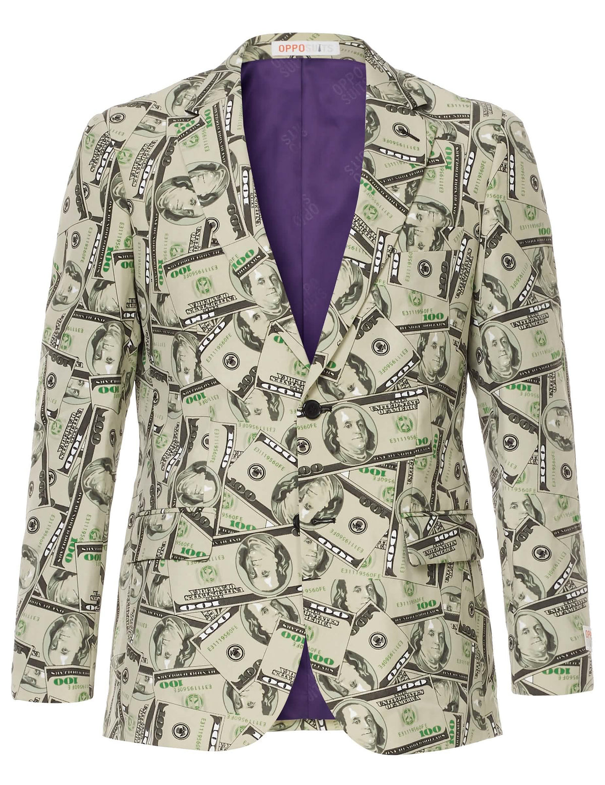 Vista frontal de la chaqueta del disfraz Mr. Cashanova para hombre