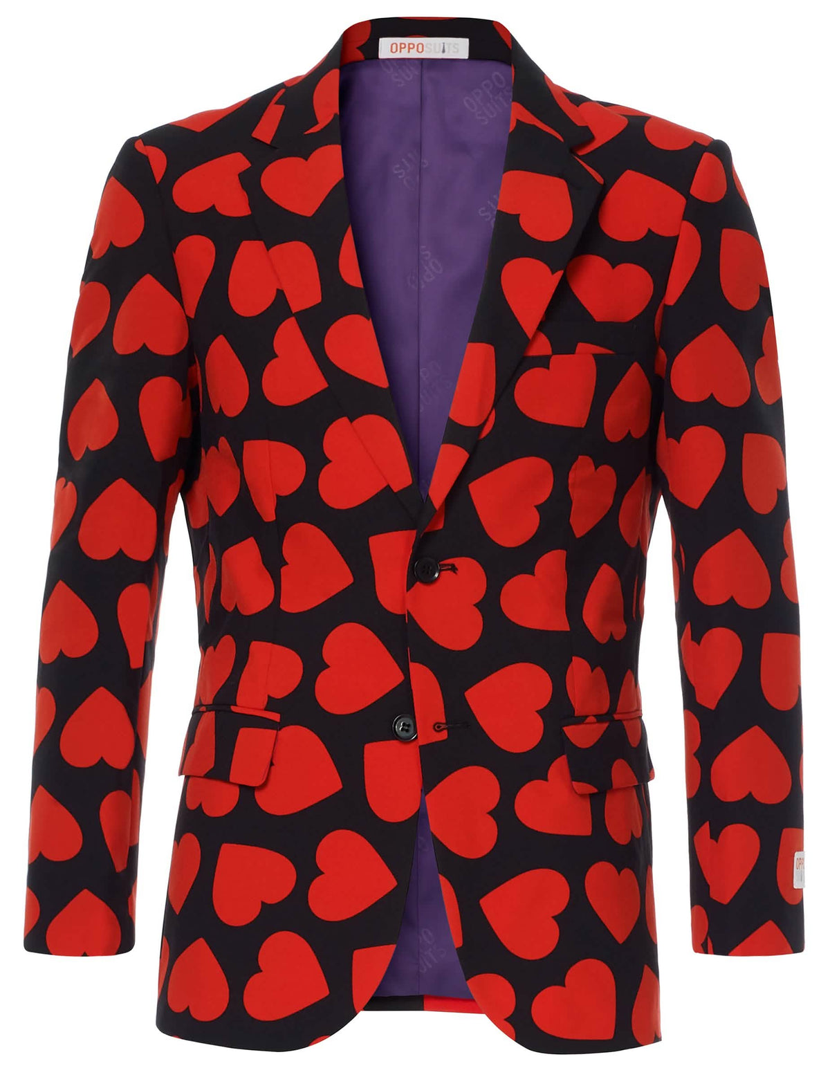 Vista frontal de la chaqueta del disfraz Sr. rey de corazones
