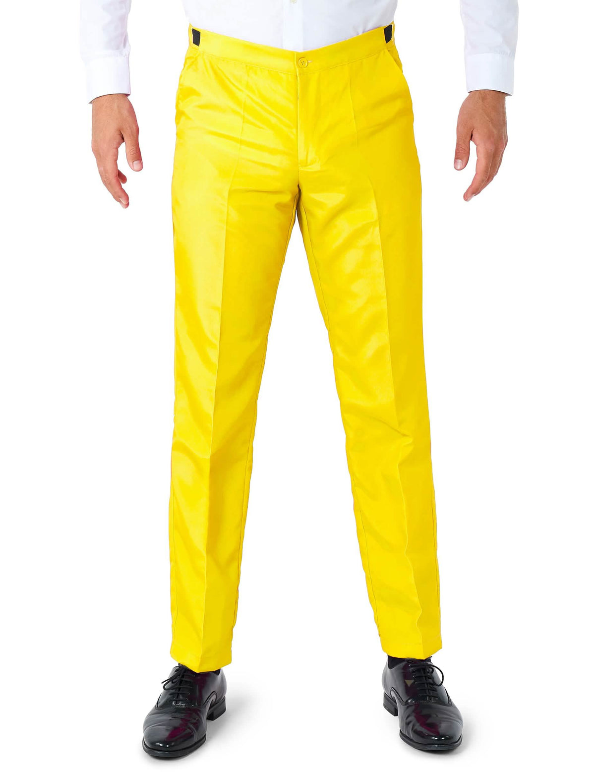Vista del pantalón del disfraz Mr. Solid para hombre amarillo