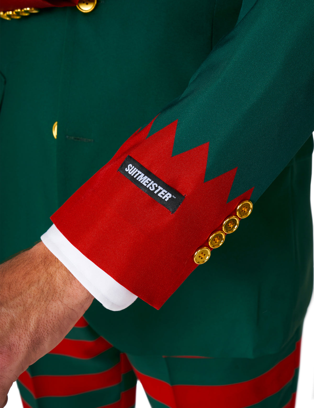 Détail de la manche du costume Elfe du Père Noël Suitmeister