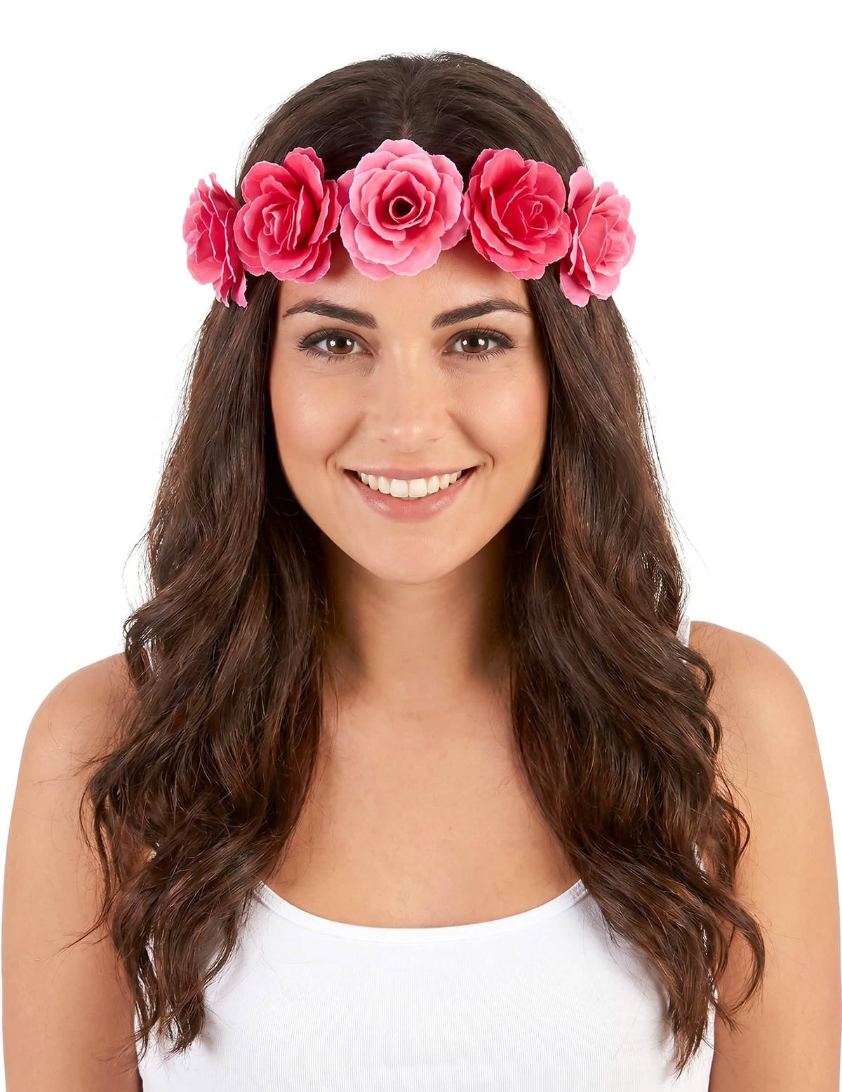 Corona flores rosas mujer