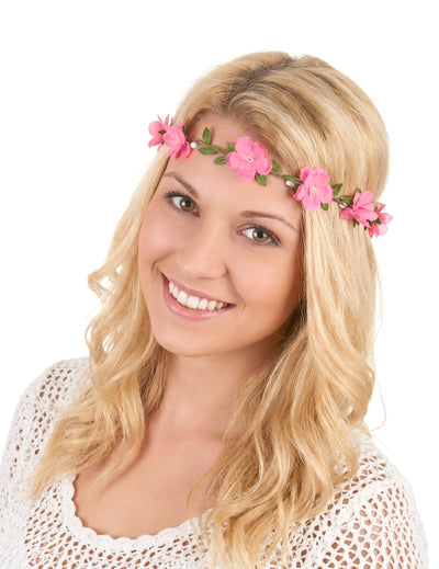 Corona flores rosas adulto