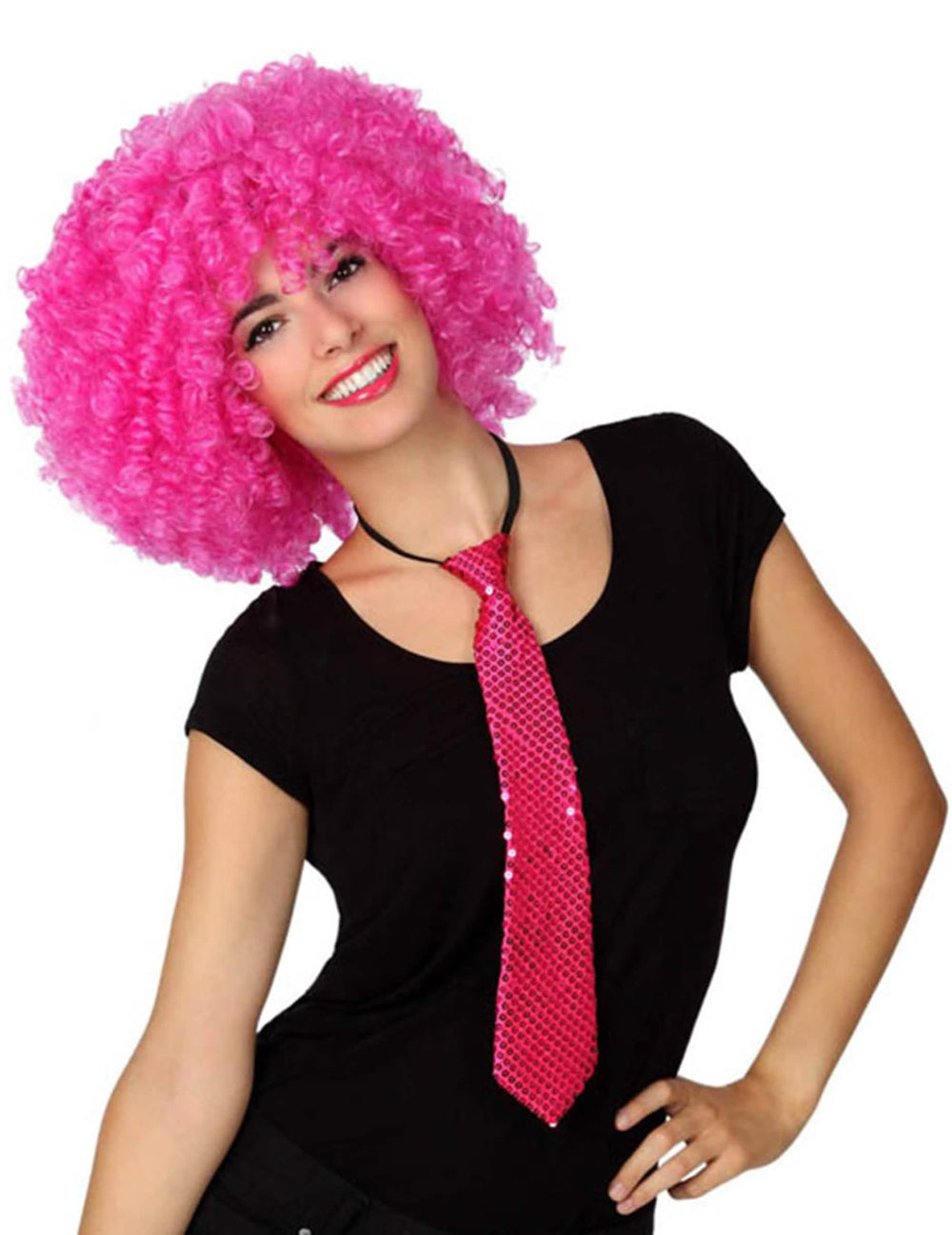 Corbata de lentejuelas para adulto fucsia